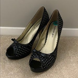 Madden Girl Heels in Black and White Polkadot